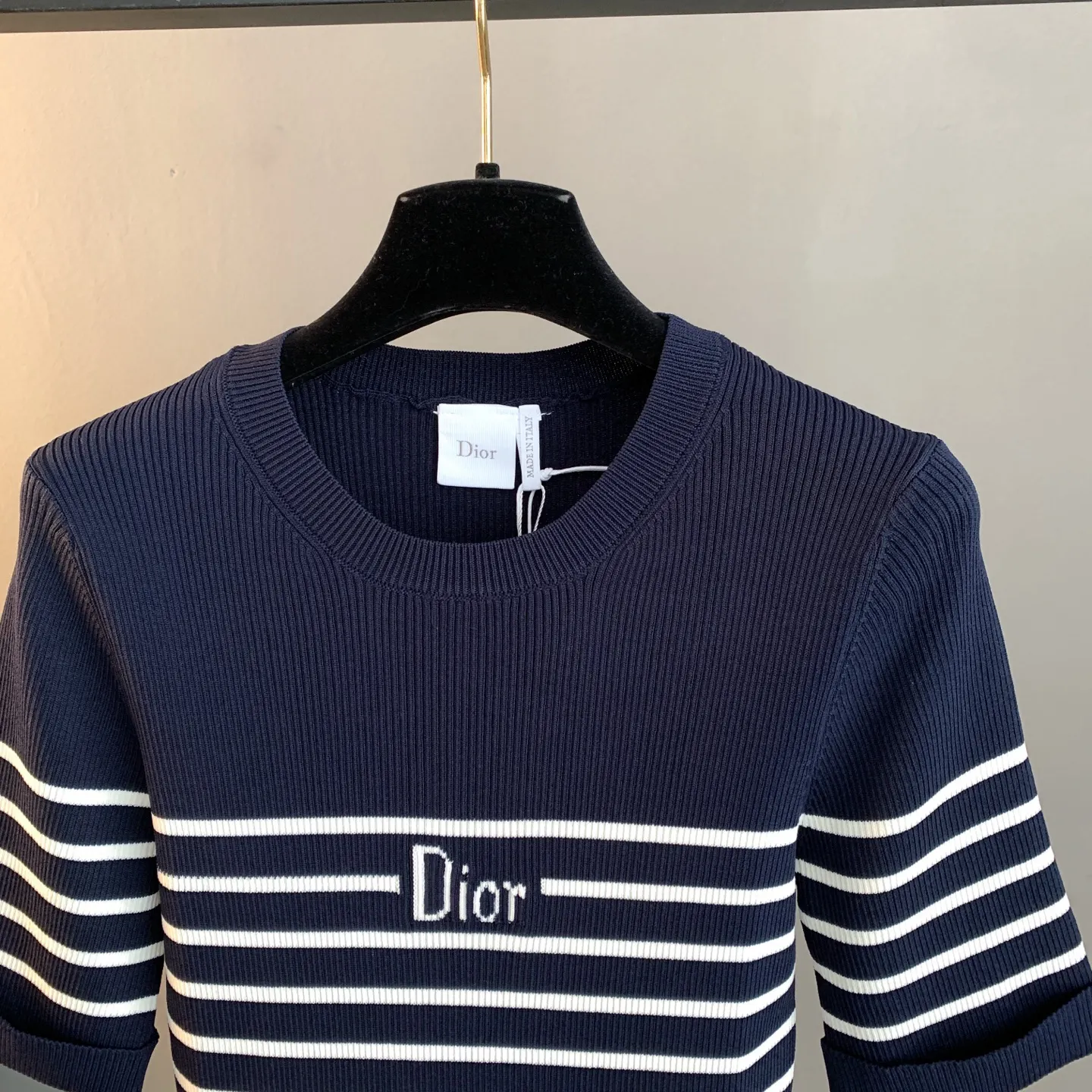 Striped Logo Ribbed Knit Top D23522900 — view 3