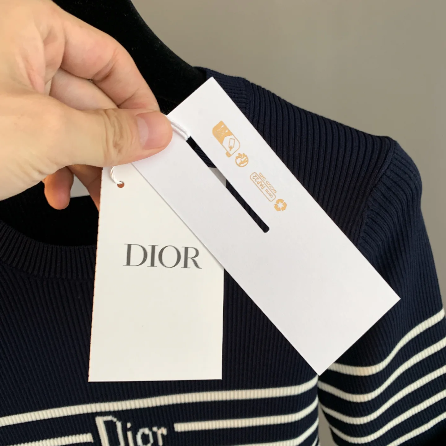 Striped Logo Ribbed Knit Top D23522900 — view 4