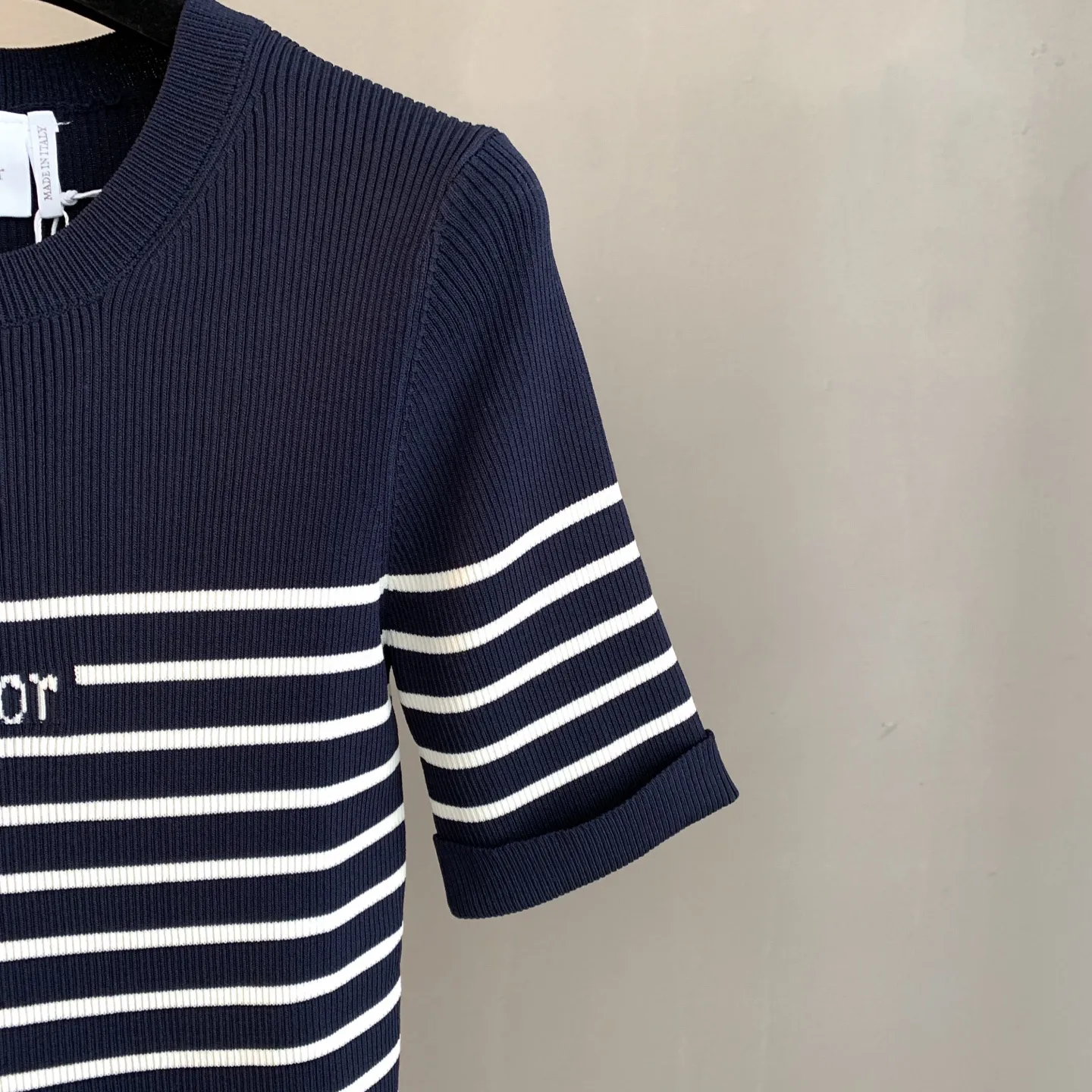Striped Logo Ribbed Knit Top D23522900 — view 6