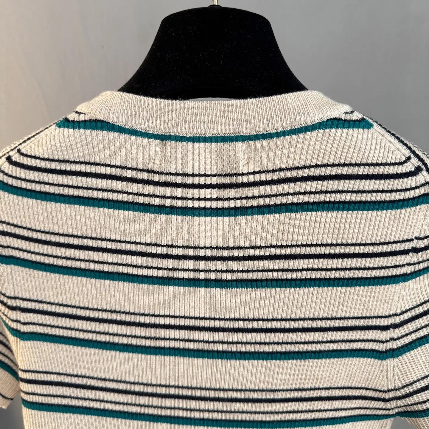 Striped Ribbed-Knit Henley Top D23522755 — view 8