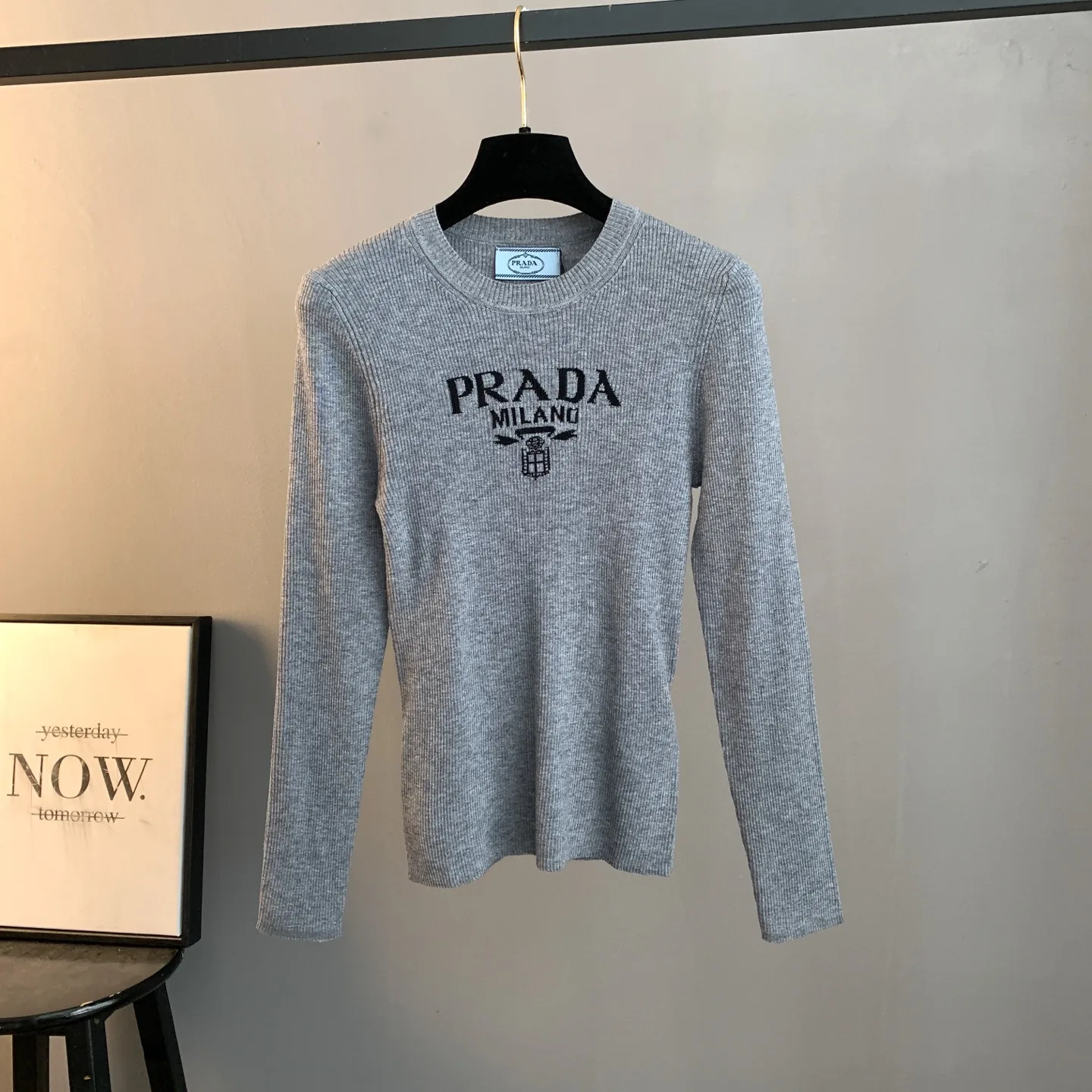 Logo Intarsia Ribbed Merino Wool Sweater D23522895