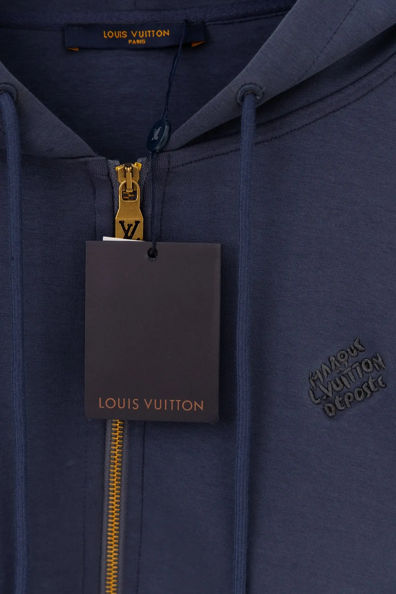 Logo Embroidered Zip-Up Hoodie with Pearl Details D24019902 — view 3