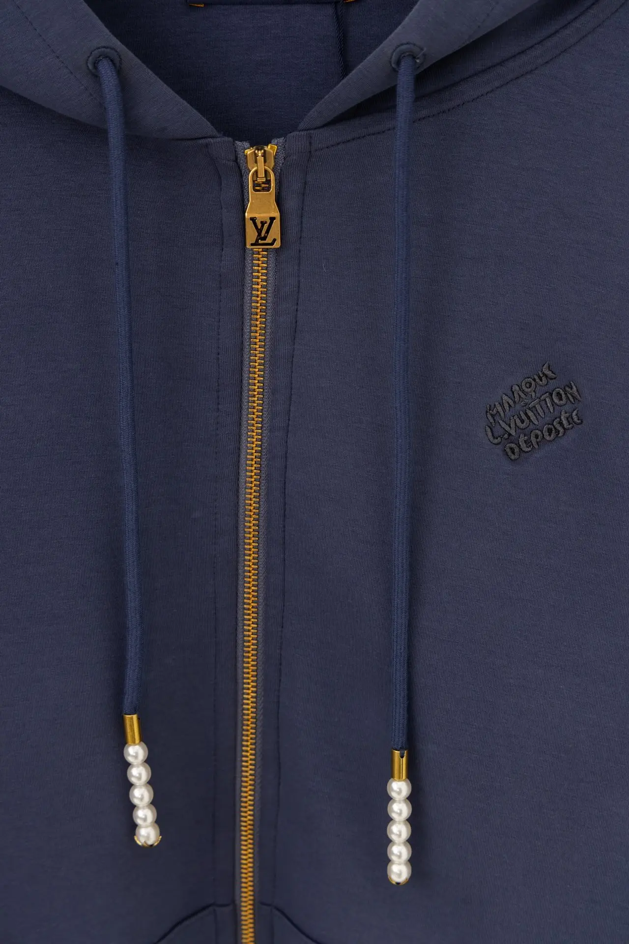 Logo Embroidered Zip-Up Hoodie with Pearl Details D24019902 — view 7