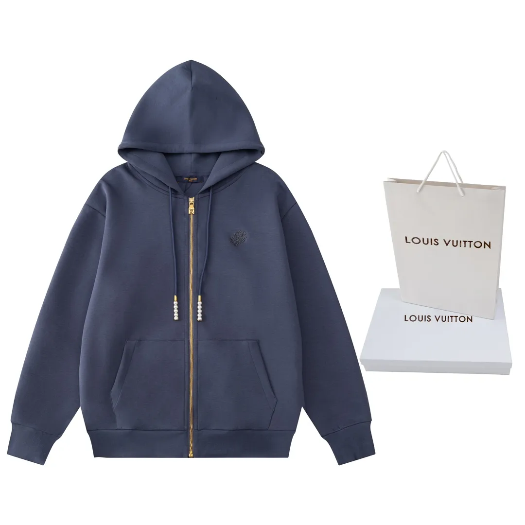 Logo Embroidery Pearl Zip-Up Hoodie D24019903