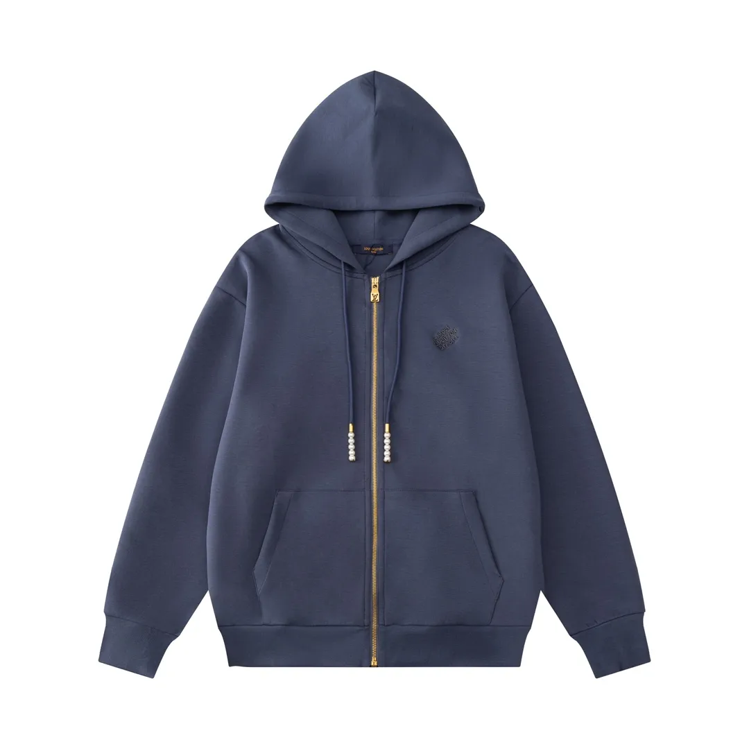 Logo Embroidery Pearl Zip-Up Hoodie D24019903 — view 2