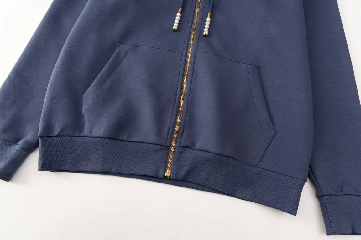 Logo Embroidery Pearl Zip-Up Hoodie D24019903 — view 10