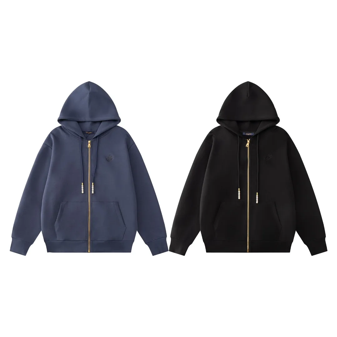 Logo Embroidery Pearl Zip-Up Hoodie D24019903 — view 12