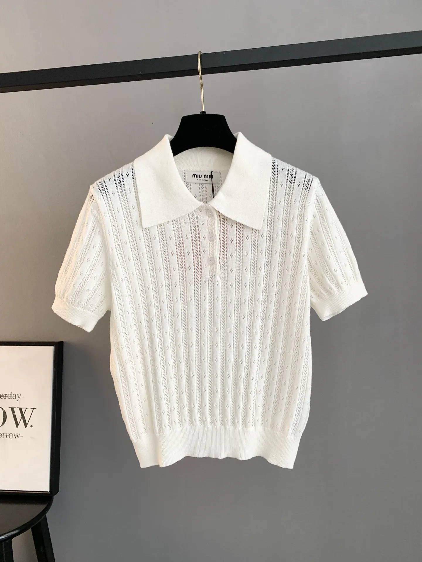 Pointelle Knit Cashmere-Blend Polo Shirt D24022763