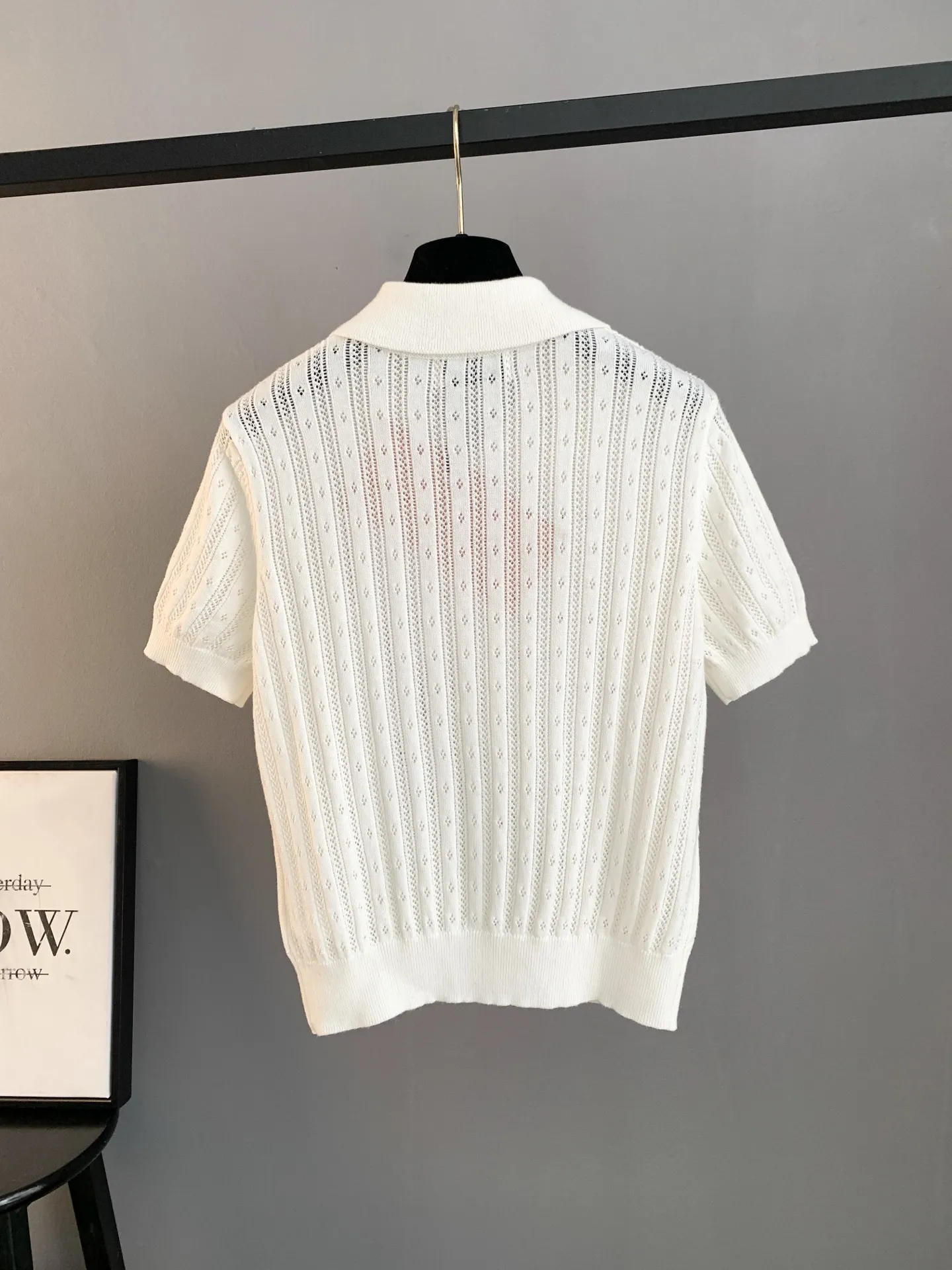 Pointelle Knit Cashmere-Blend Polo Shirt D24022763 — view 2