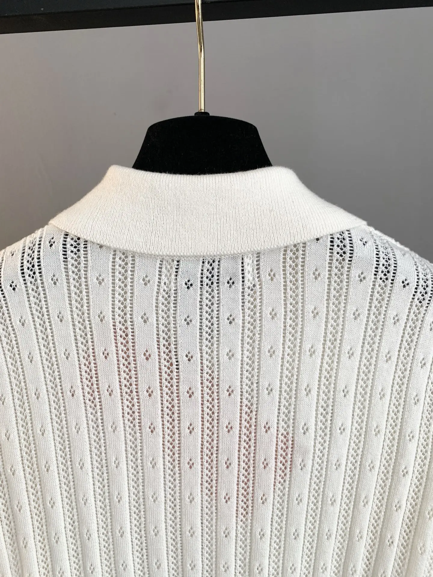 Pointelle Knit Cashmere-Blend Polo Shirt D24022763 — view 3