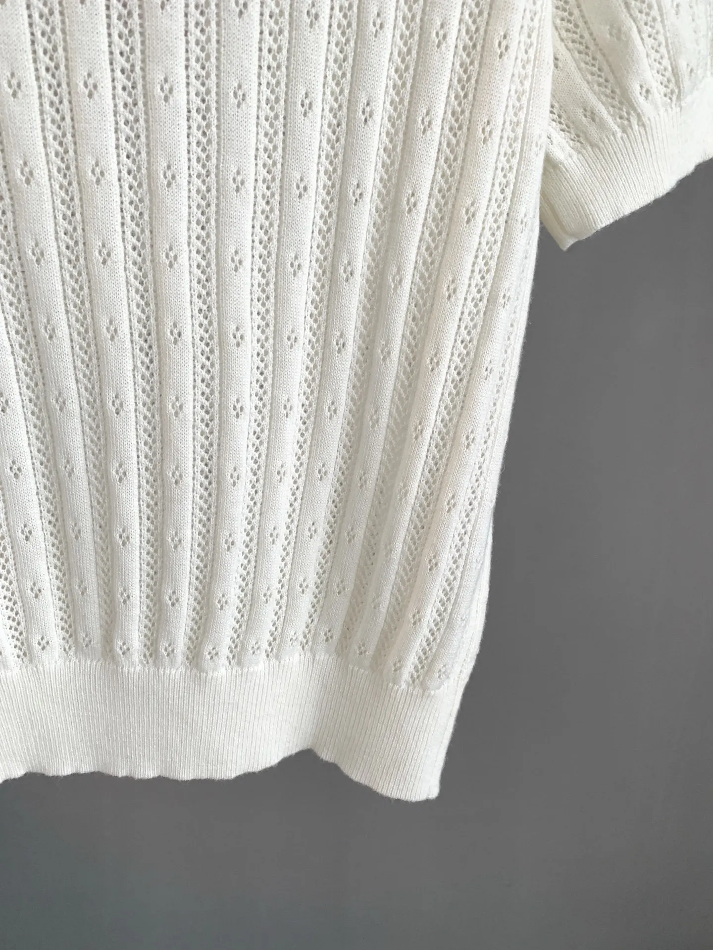Pointelle Knit Cashmere-Blend Polo Shirt D24022763 — view 5