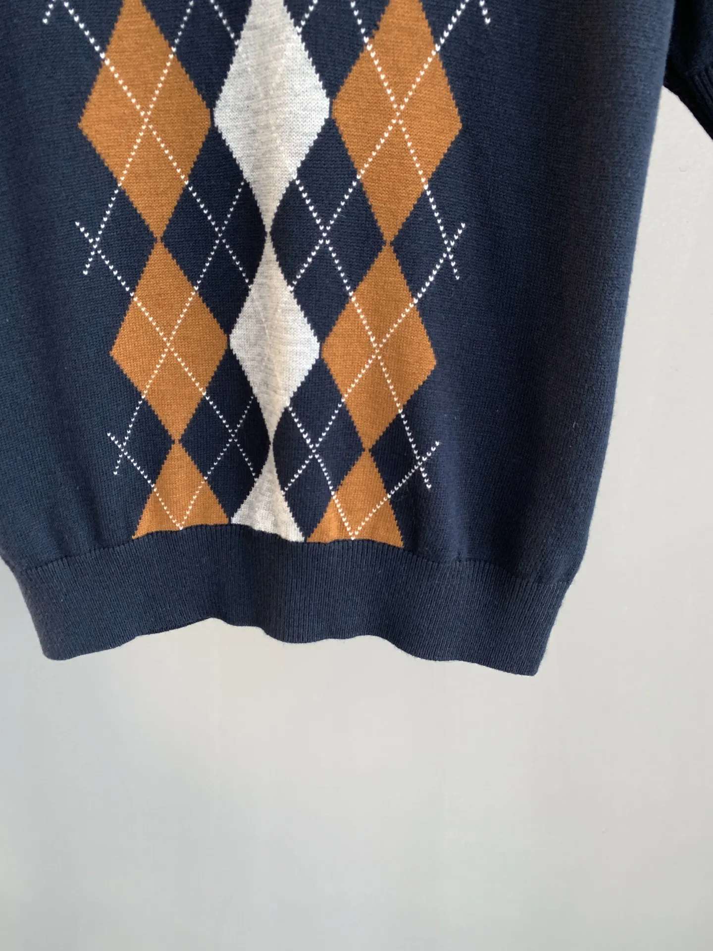 Argyle Intarsia Knit Short-Sleeve Sweater D24022759 — view 9