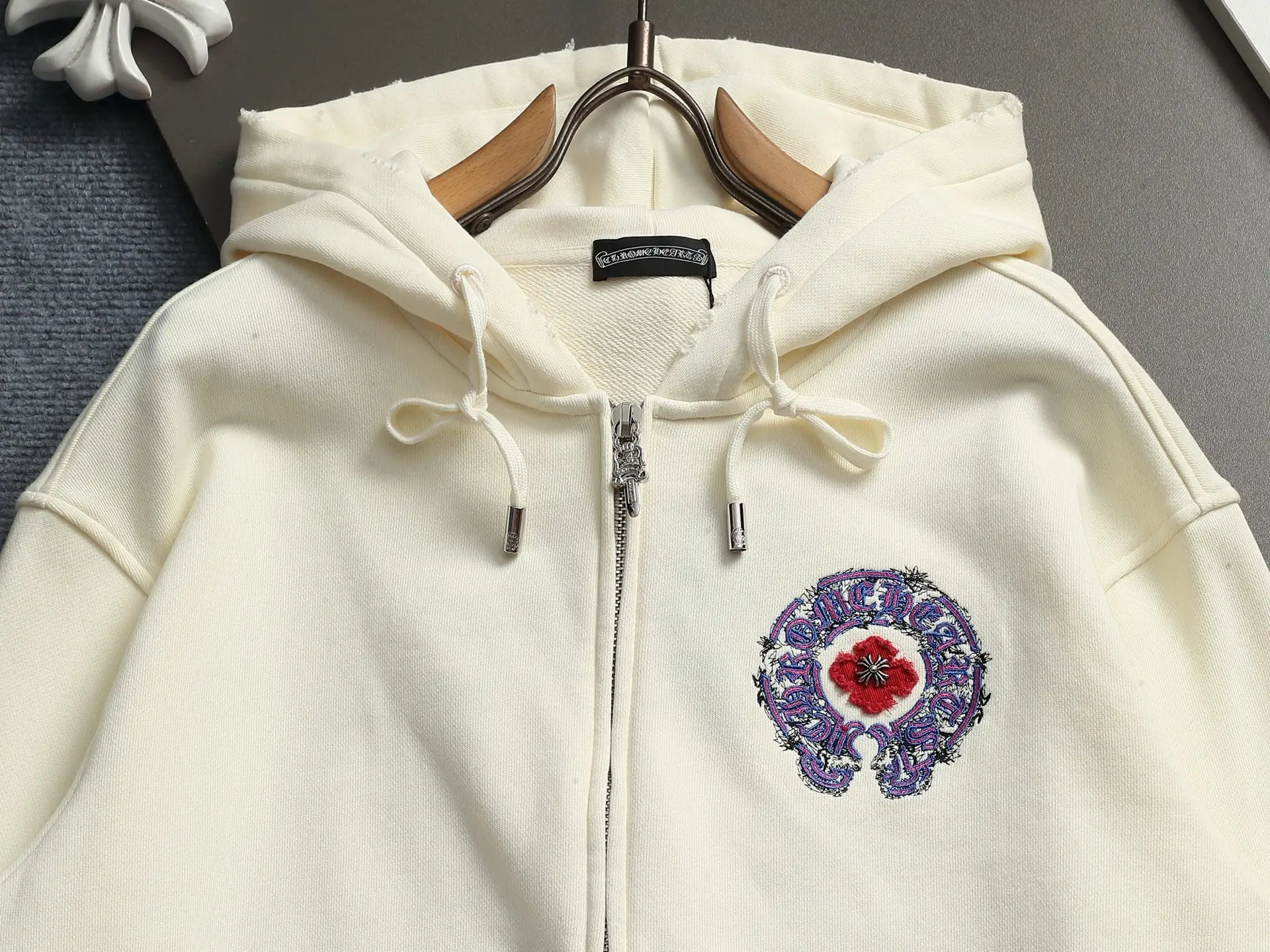 Chrome Hearts Acid-Wash Embroidered Zip-Up Hoodie D24521995 — view 2
