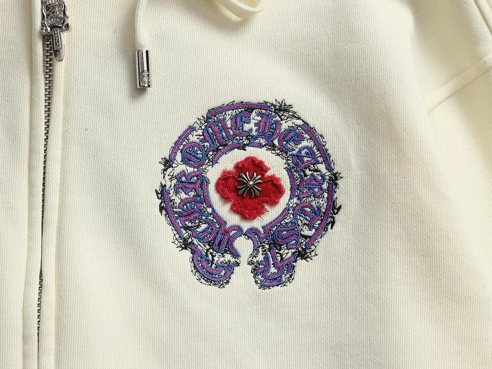 Chrome Hearts Acid-Wash Embroidered Zip-Up Hoodie D24521995 — view 6