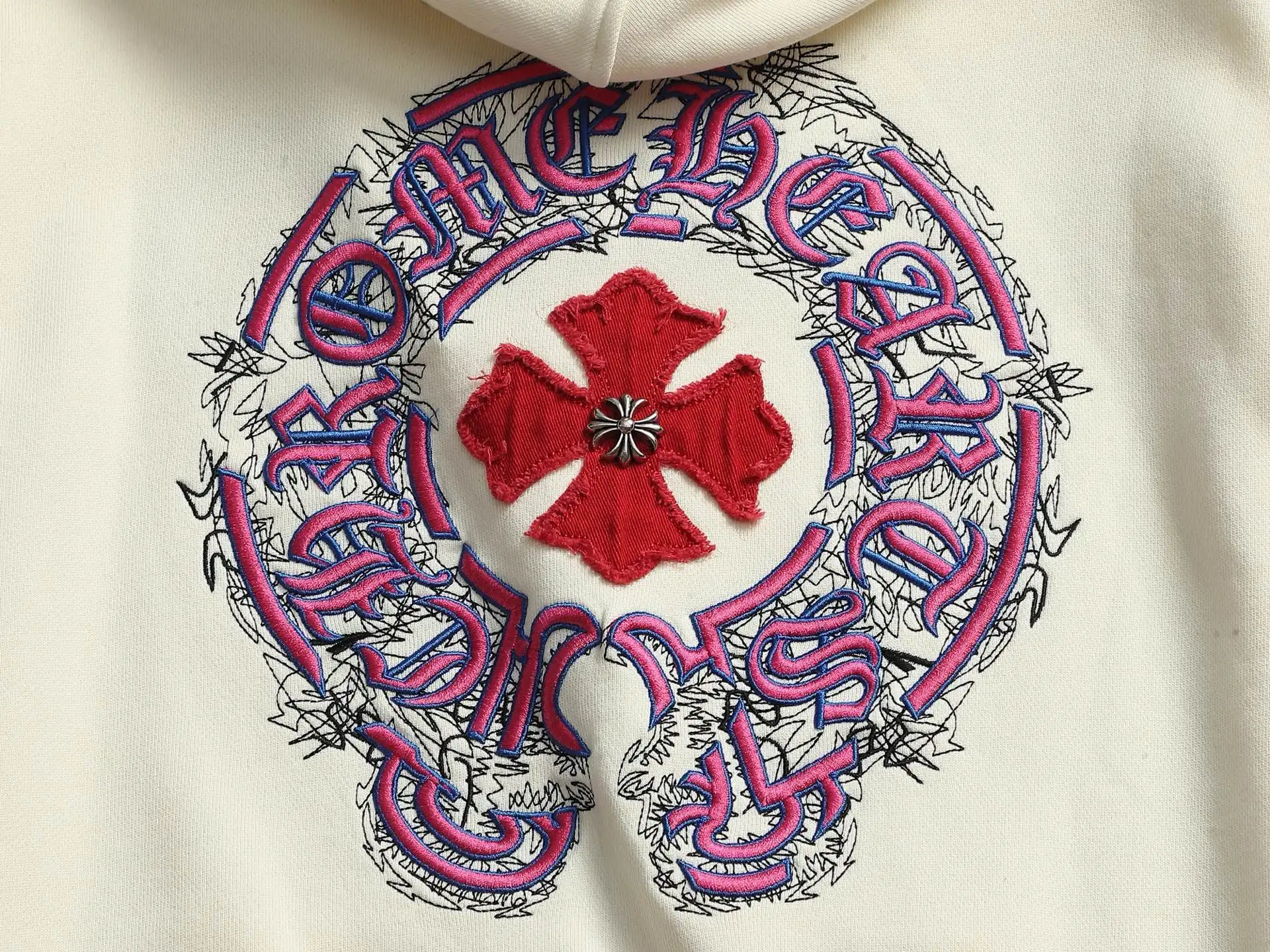 Chrome Hearts Acid-Wash Embroidered Zip-Up Hoodie D24521995 — view 13