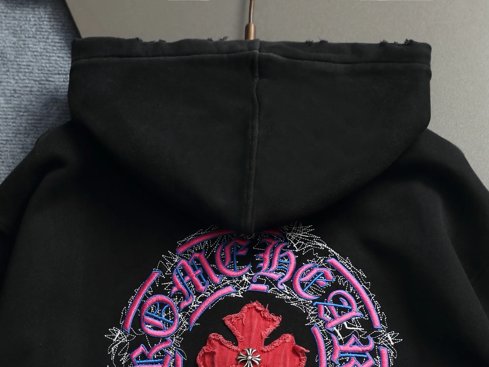 Chrome Hearts Acid-Wash Embroidered Zip-Up Hoodie D24521996 — view 12