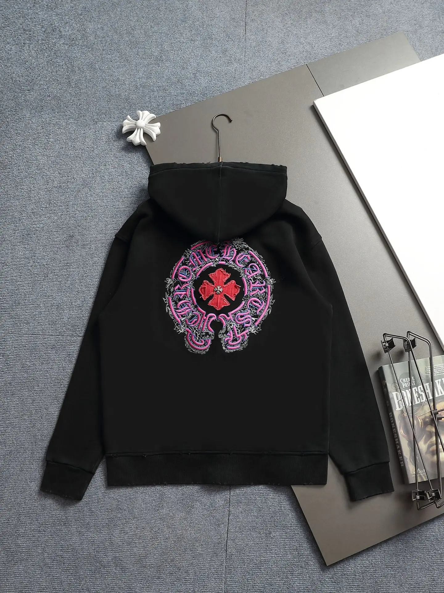 Chrome Hearts Acid-Wash Embroidered Zip-Up Hoodie D24521996 — view 14