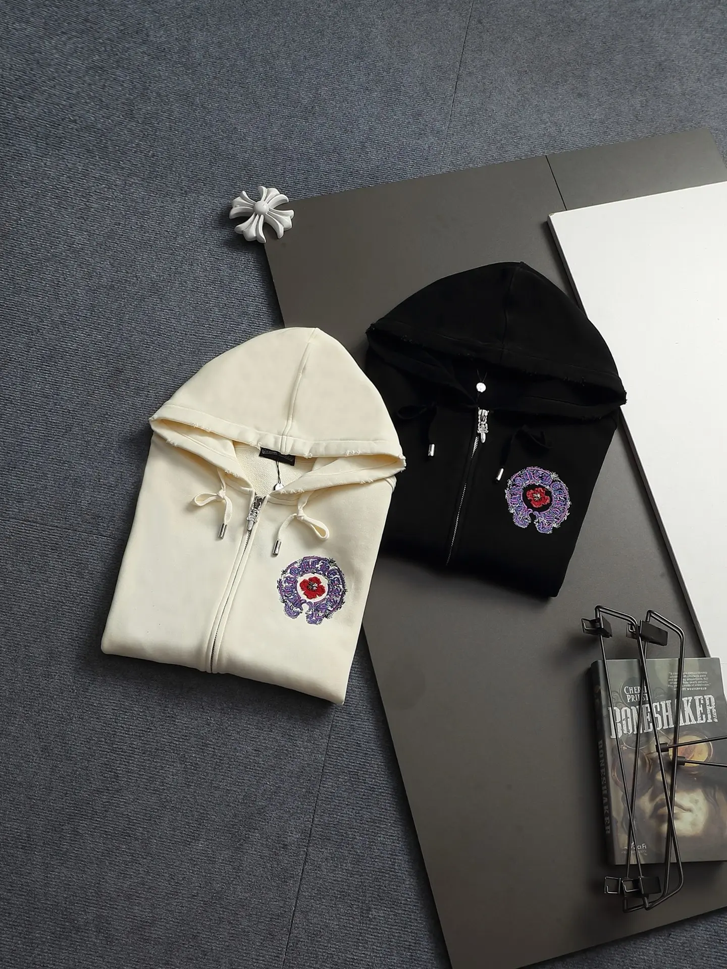 Chrome Hearts Acid-Wash Embroidered Zip-Up Hoodie D24521996 — view 15