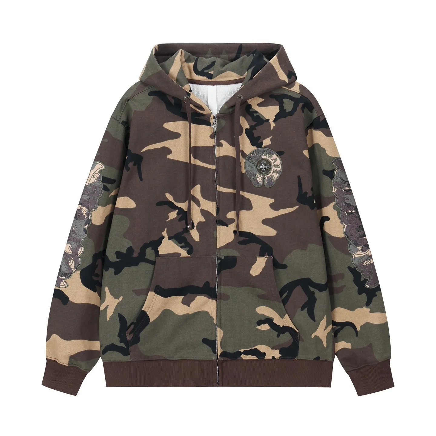 Camo Patchwork Embroidered Zip-Up Hoodie D24521451 — view 2