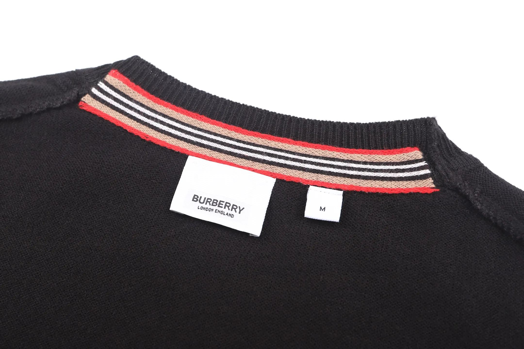 Striped Trim Merino Wool Blend Sweater D24521906 — view 5