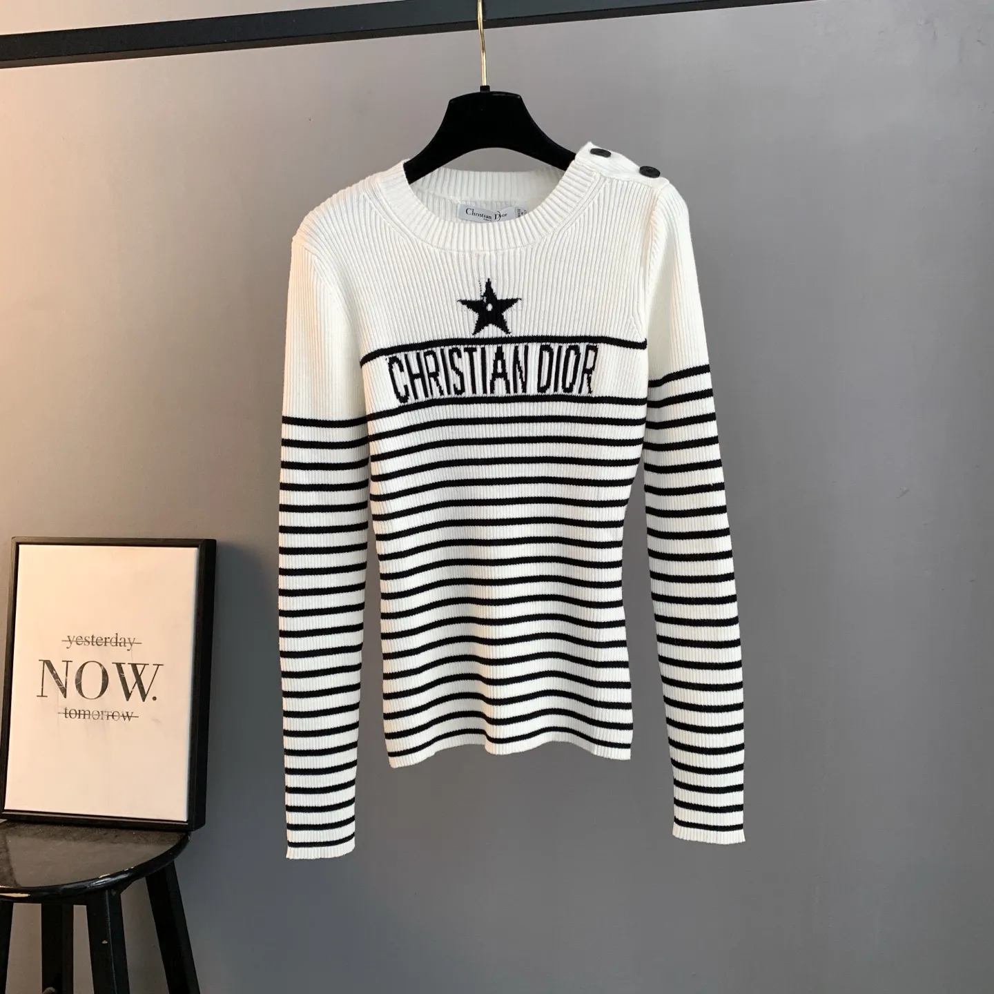 Star Intarsia Striped Wool Sweater D24522894