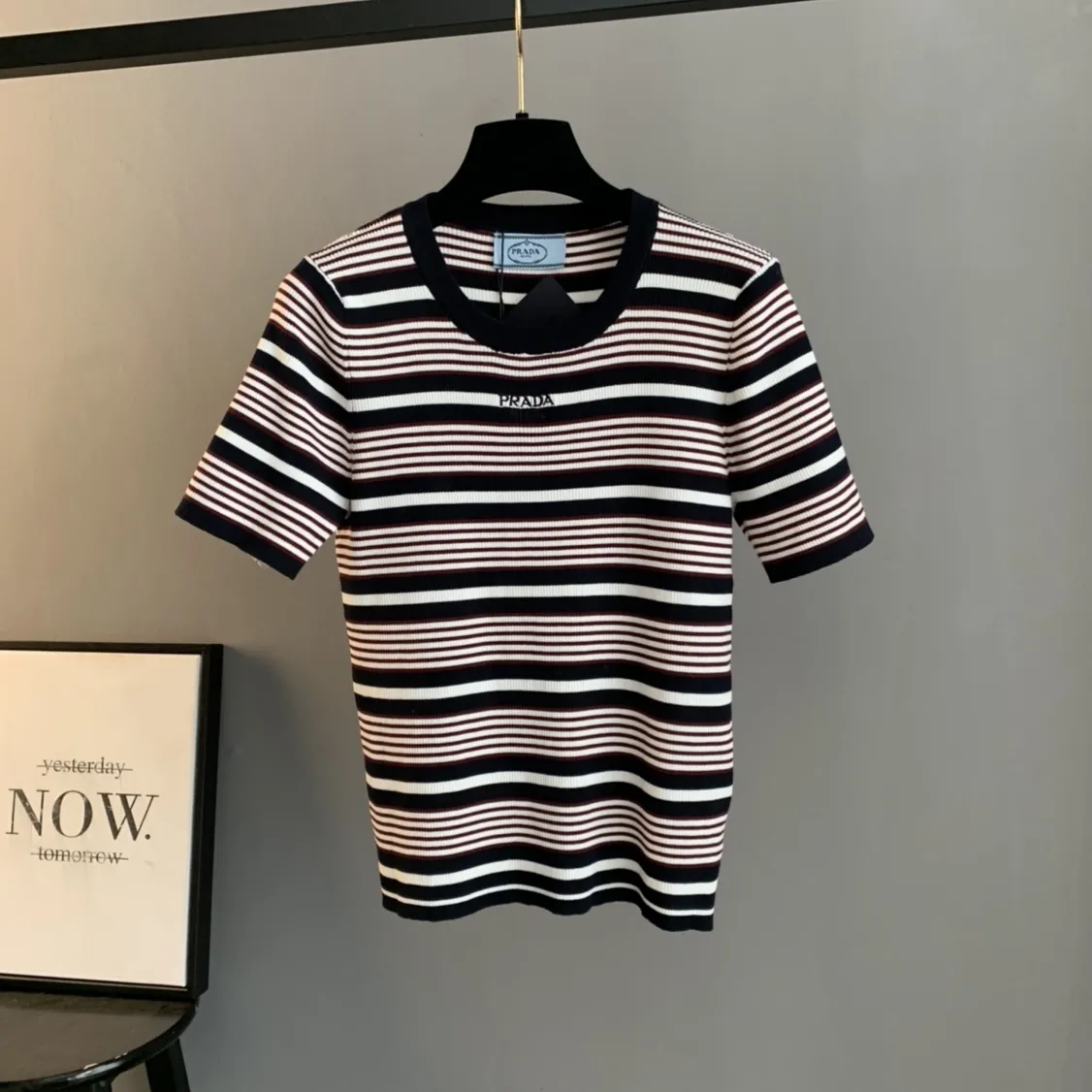 Logo-Embroidered Striped Knit Top D24522753
