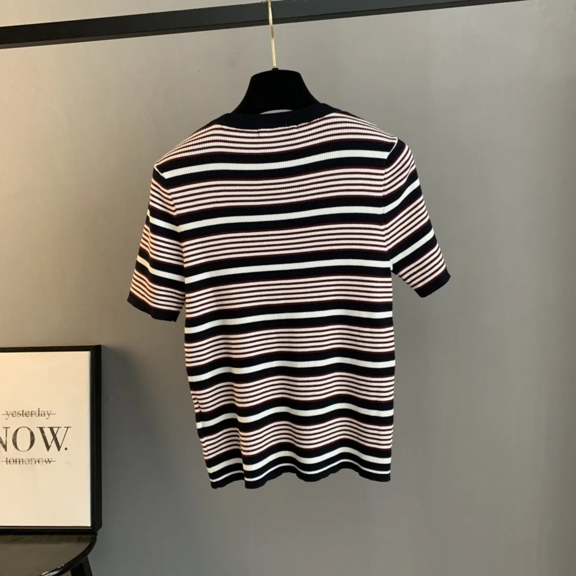 Logo-Embroidered Striped Knit Top D24522753 — view 2