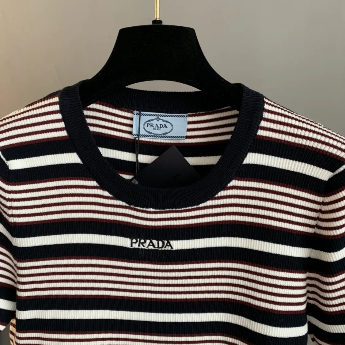 Logo-Embroidered Striped Knit Top D24522753 — view 3