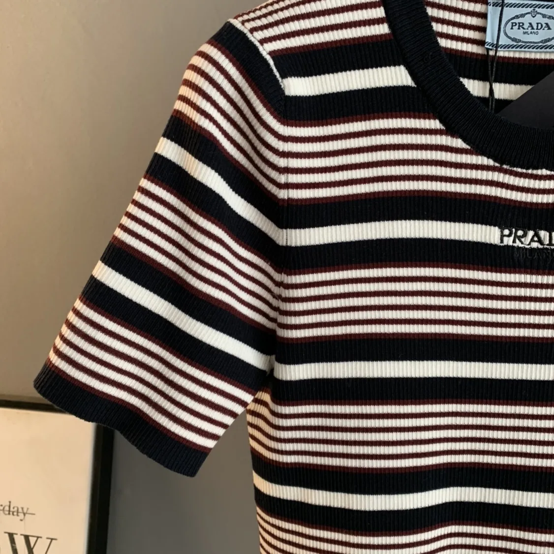 Logo-Embroidered Striped Knit Top D24522753 — view 5