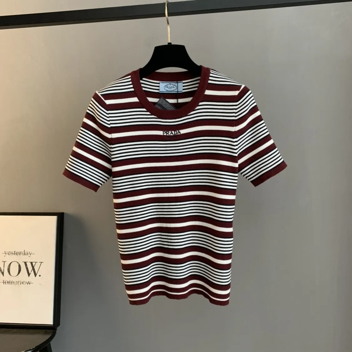 Striped Ribbed-Knit Logo T-Shirt D24522752