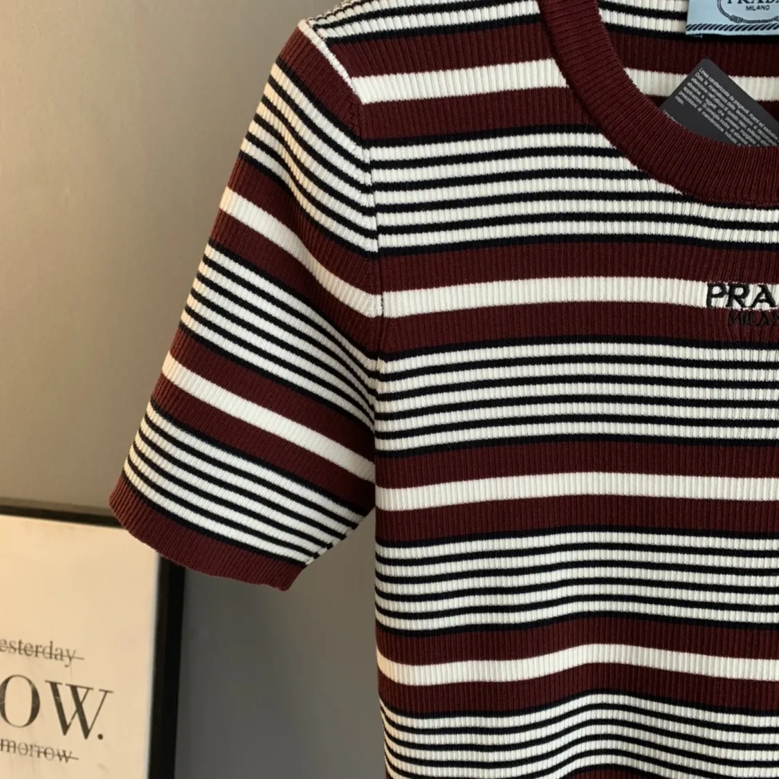 Striped Ribbed-Knit Logo T-Shirt D24522752 — view 5