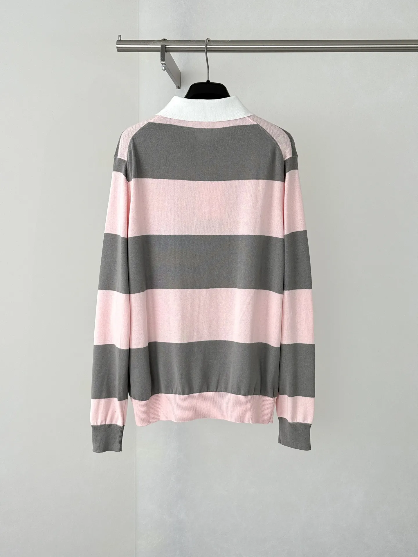 Striped Knit Long-Sleeve Polo Shirt D25523450 — view 2