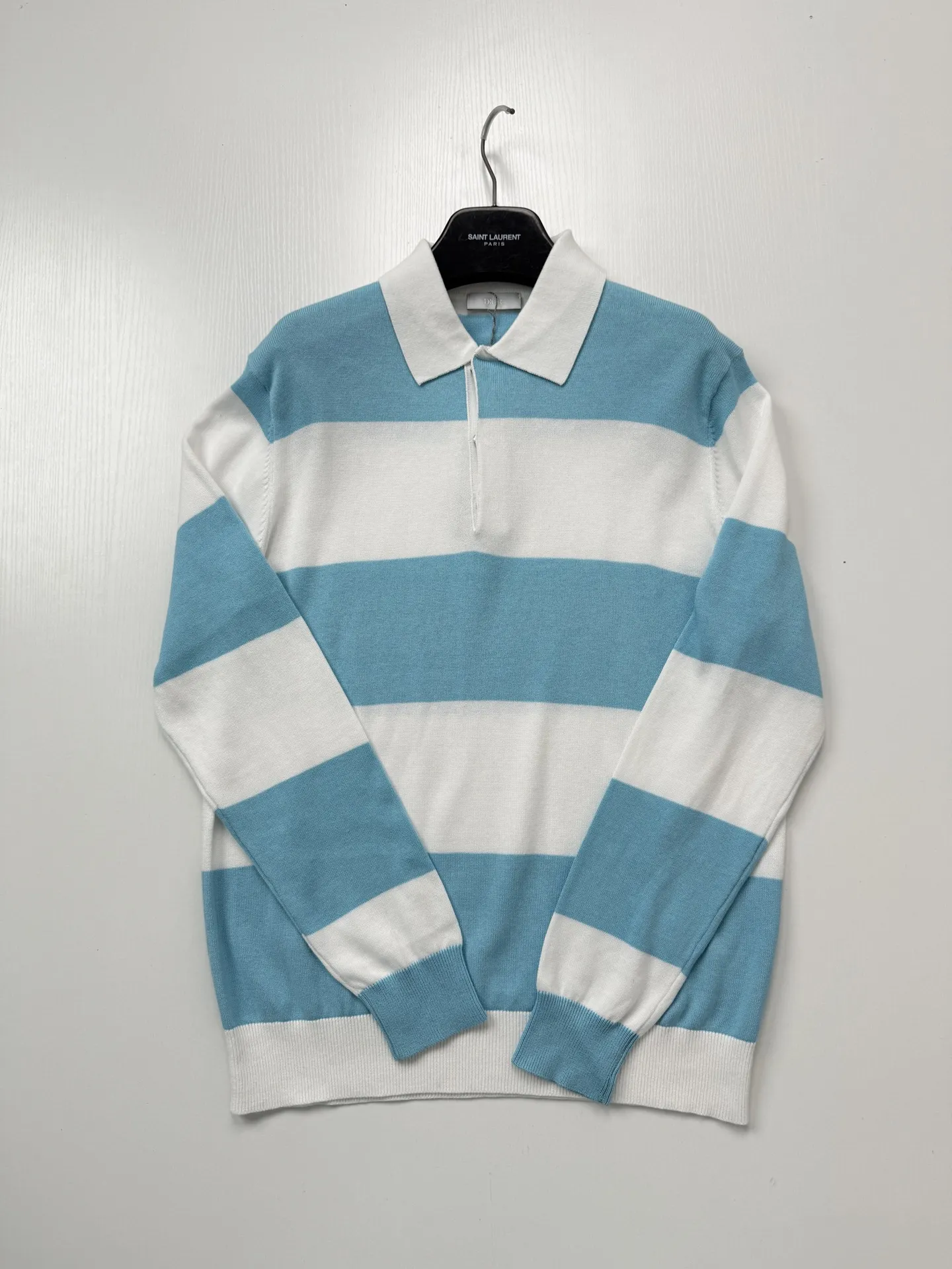 Striped Knit Long-Sleeve Polo Shirt D25523449 — view 3