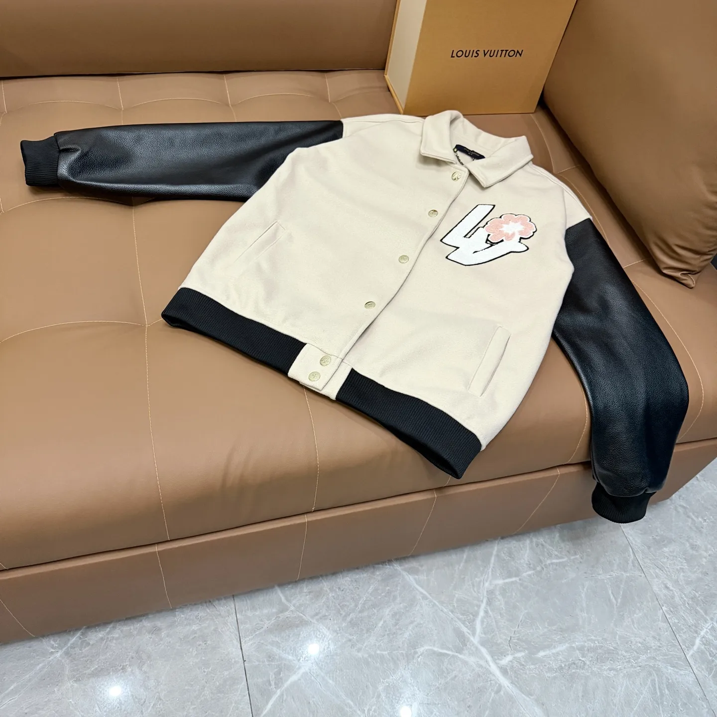 Louis Vuitton Leather-Sleeved Varsity Jacket D25521361