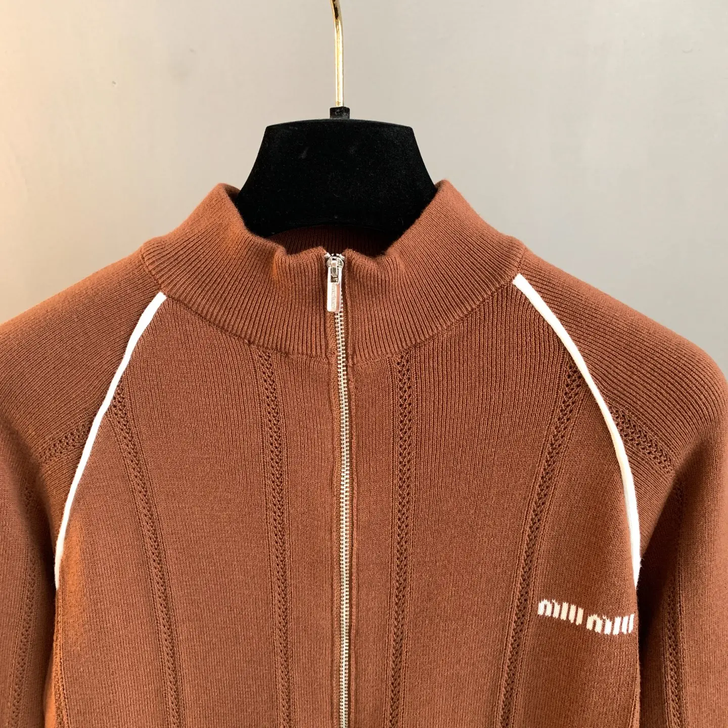 Logo-Embroidered Striped Knit Track Jacket D25522892 — view 3