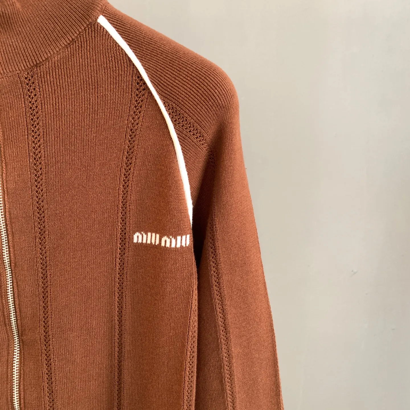 Logo-Embroidered Striped Knit Track Jacket D25522892 — view 6