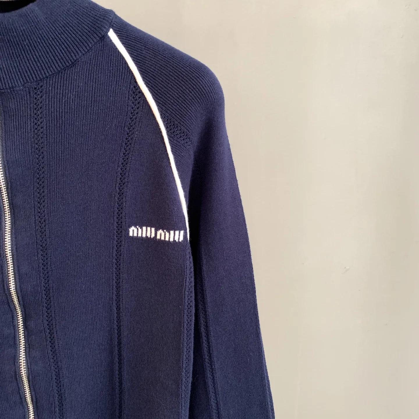 Logo-Embroidered Zip-Up Knit Cardigan D25522891 — view 6