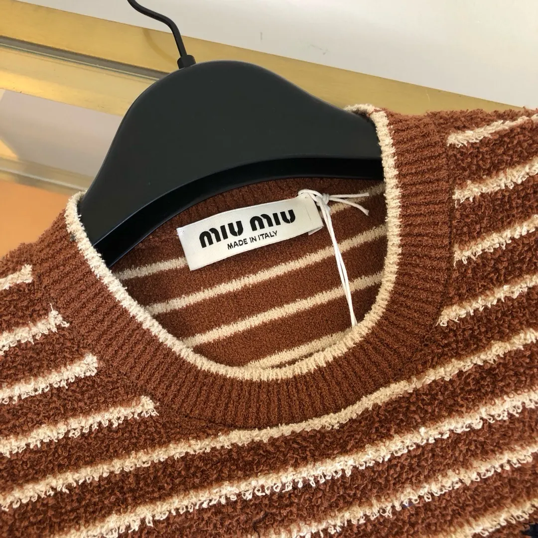 Striped Bouclé Cotton-Blend Knit Top D25522748 — view 3