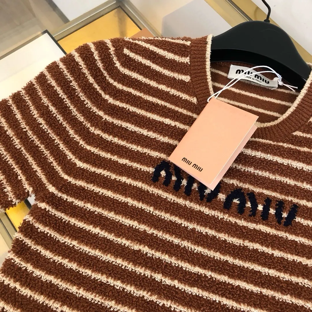 Striped Bouclé Cotton-Blend Knit Top D25522748 — view 4
