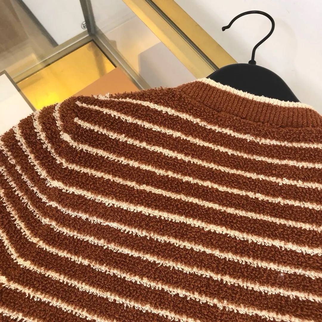 Striped Bouclé Cotton-Blend Knit Top D25522748 — view 5