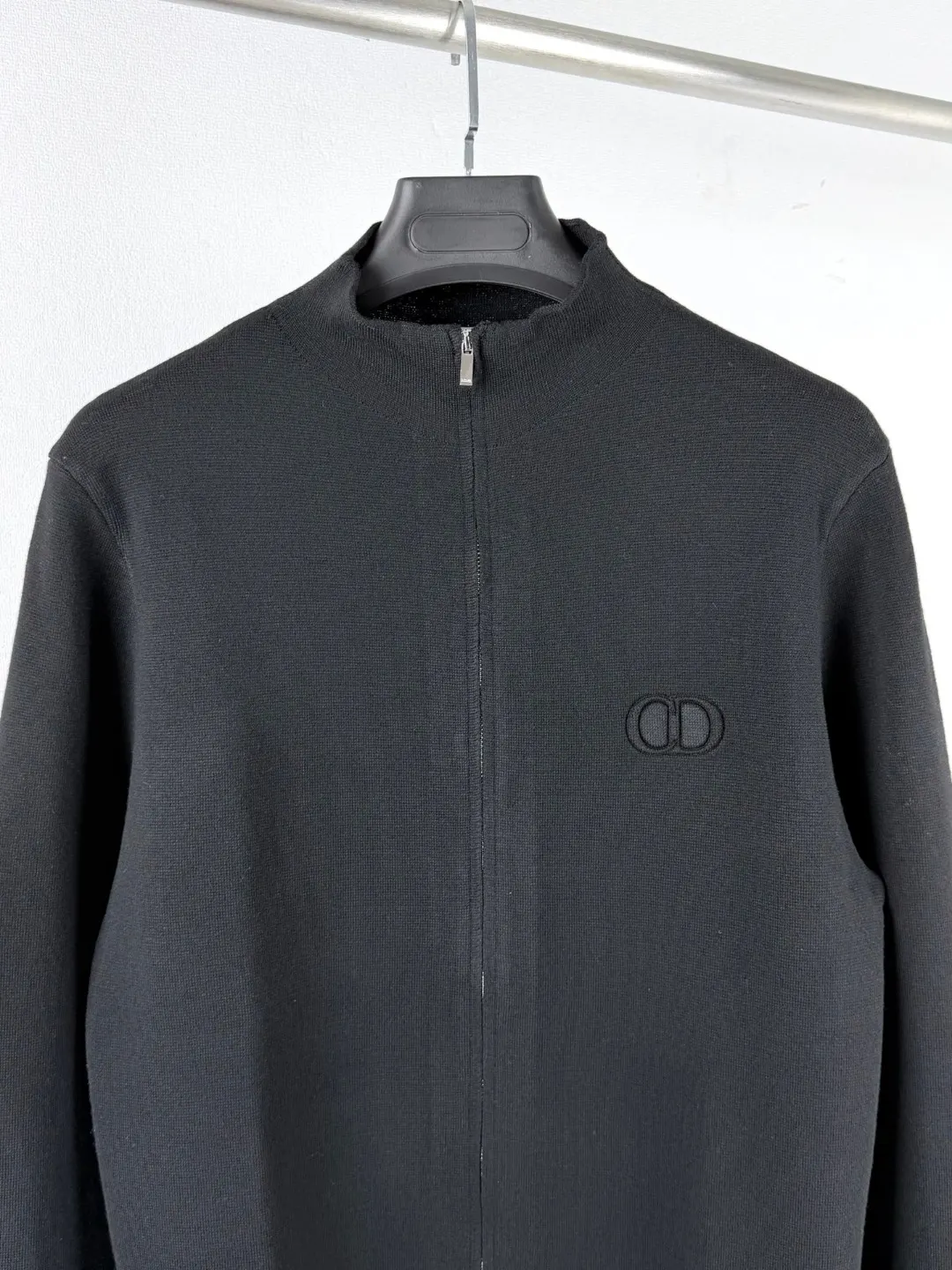CD Icon Embroidered Zip-Up Wool Sweater D26021436 — view 2