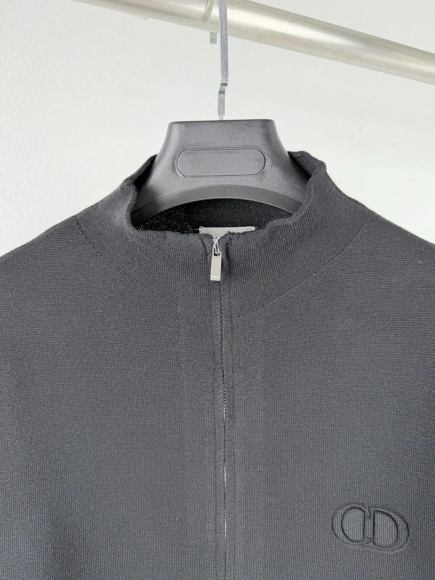 CD Icon Embroidered Zip-Up Wool Sweater D26021436 — view 5