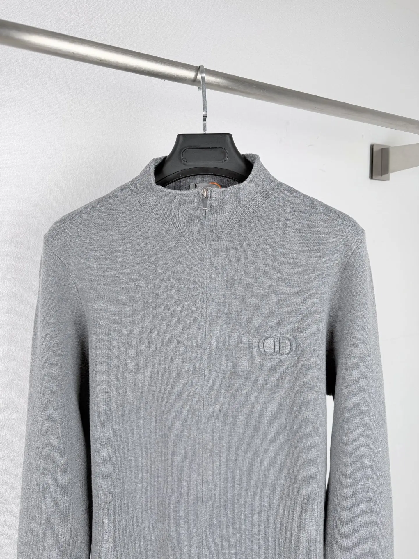 CD Icon Embossed Wool Zip-Up Sweater D26021437 — view 2