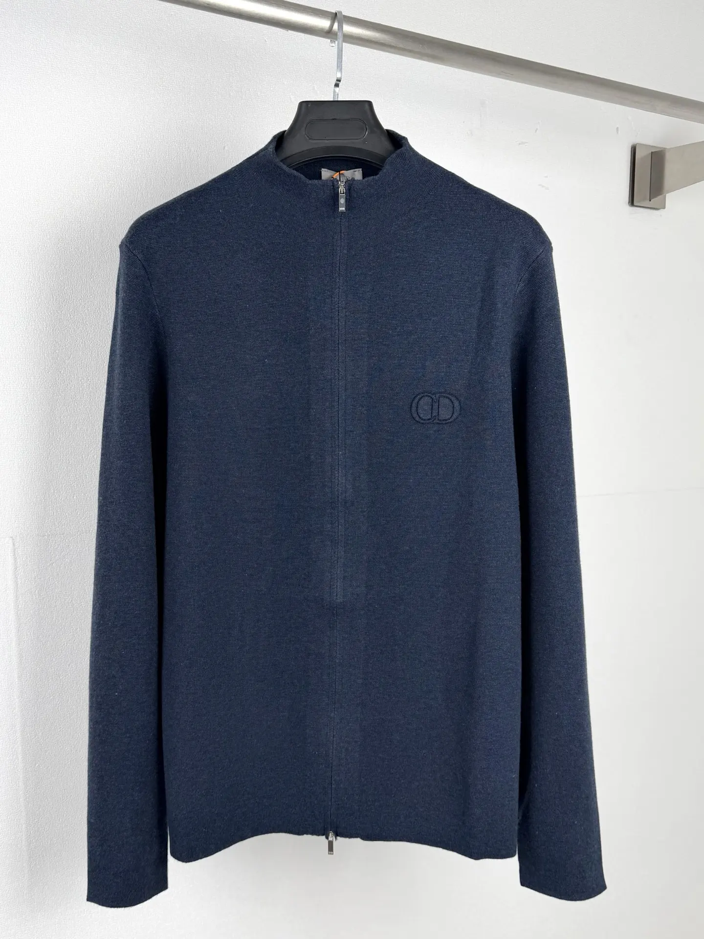 CD Icon Embossed Logo Zip-Up Wool Sweater D26021435