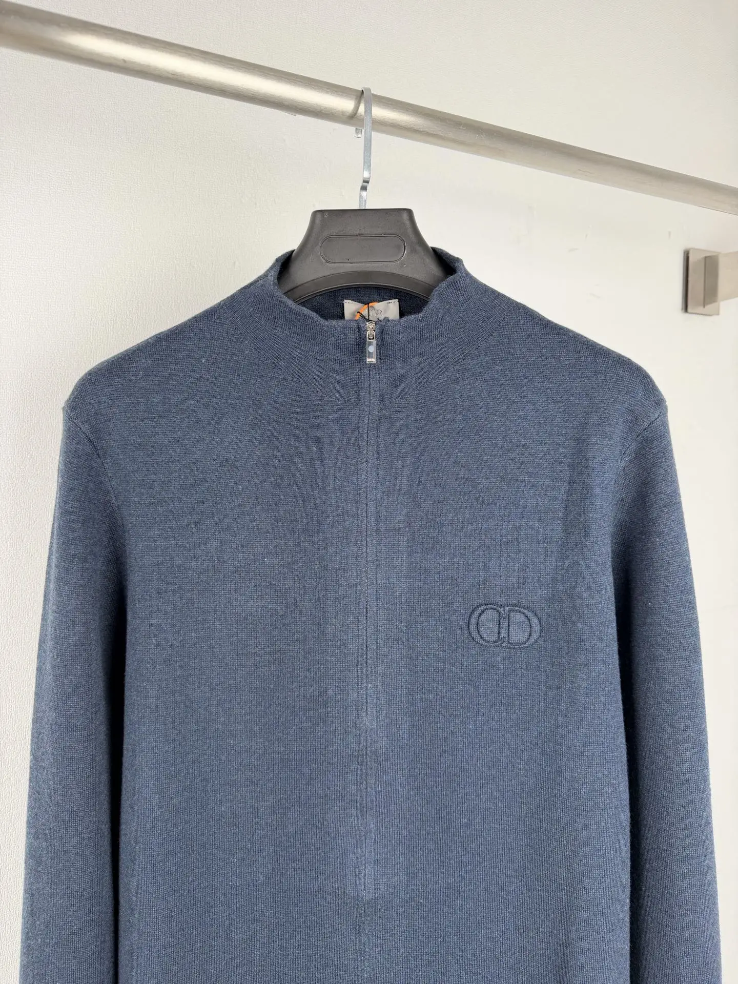 CD Icon Embossed Logo Zip-Up Wool Sweater D26021435 — view 2
