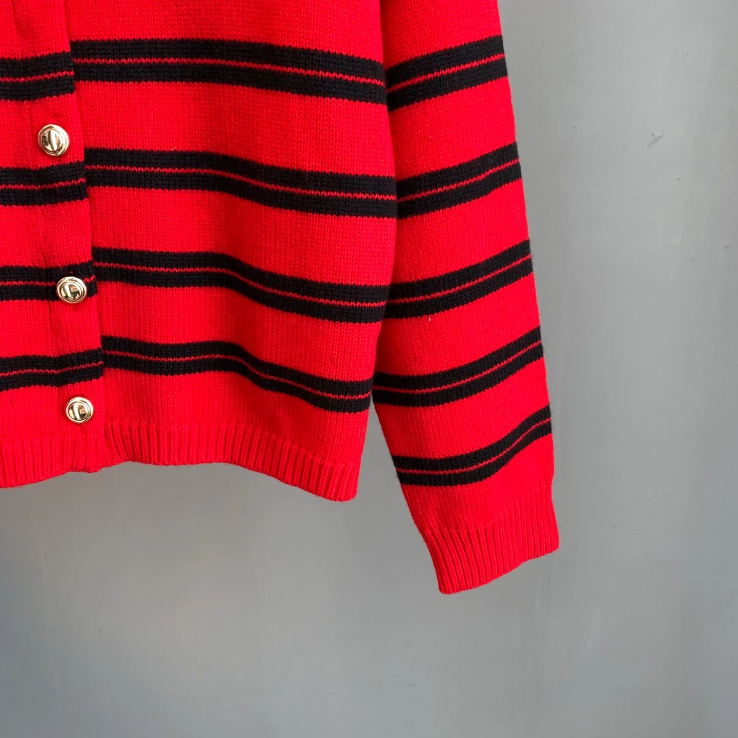 Striped Wool-Blend Knit Cardigan D26022887 — view 8