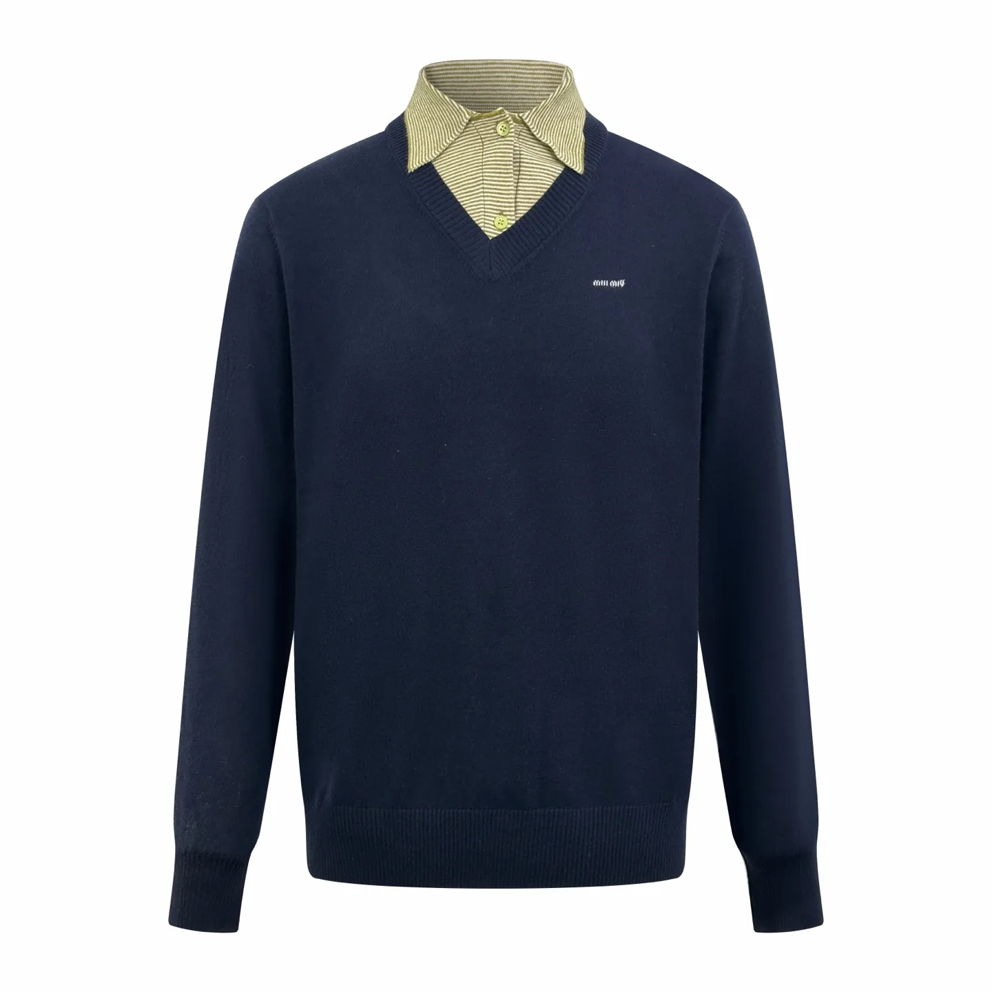 Layered-Effect Cashmere-Wool Blend V-Neck Sweater D26521402