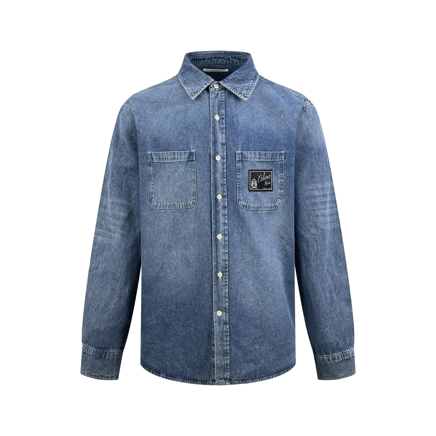 Logo Patch Denim Shirt in Stonewashed Indigo D26521928