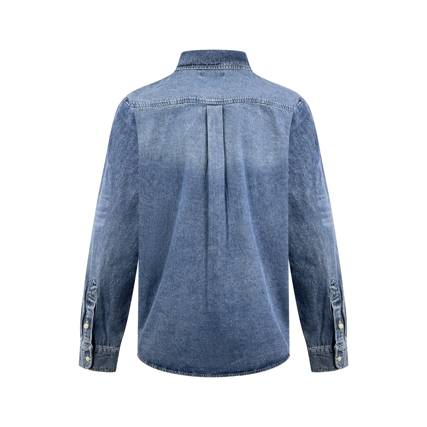 Logo Patch Denim Shirt in Stonewashed Indigo D26521928 — view 2
