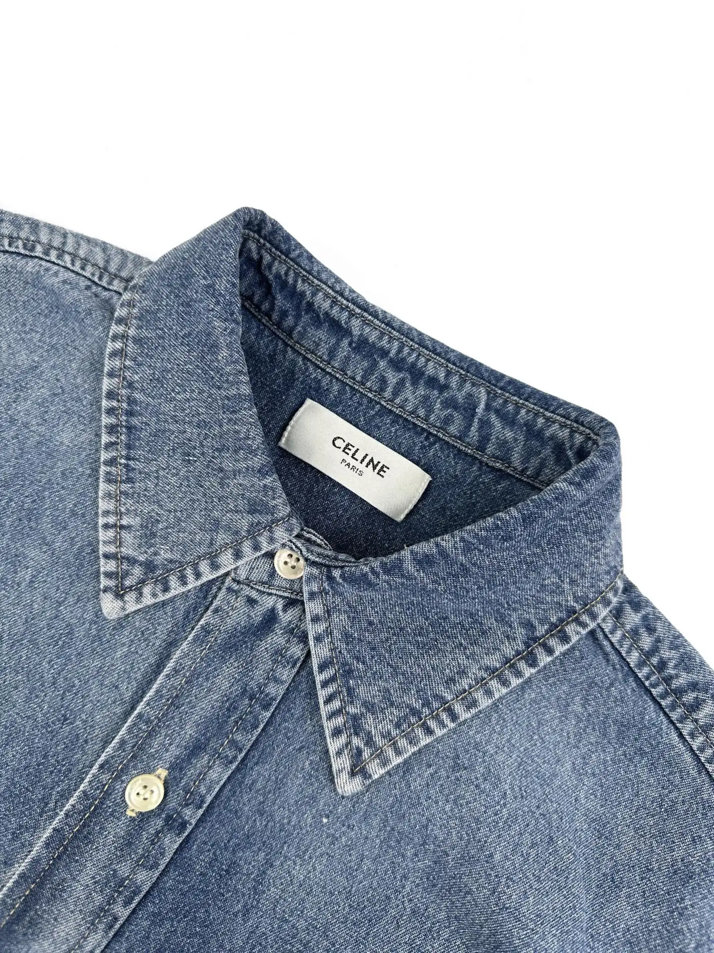 Logo Patch Denim Shirt in Stonewashed Indigo D26521928 — view 3